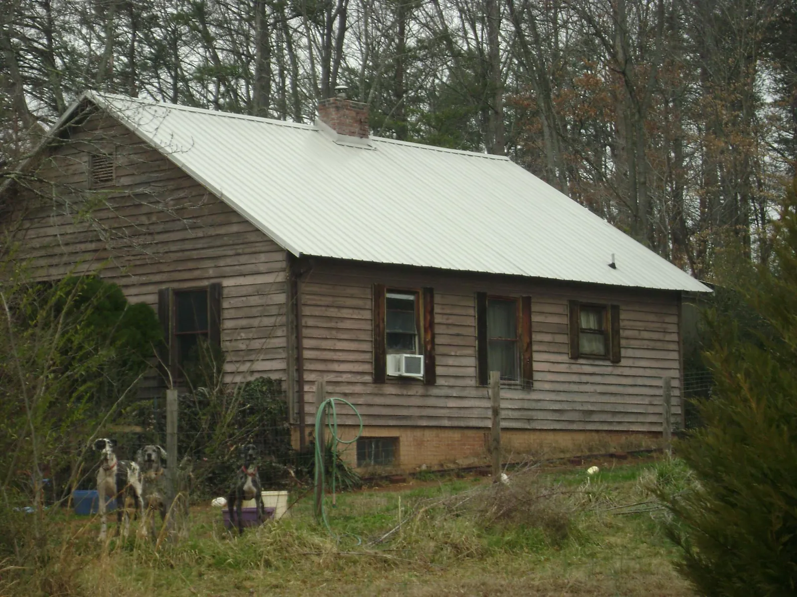 White metal roof on an old wood sided farmhouse, from a Asphalt Shingle Roof Repair job in Mendenhall